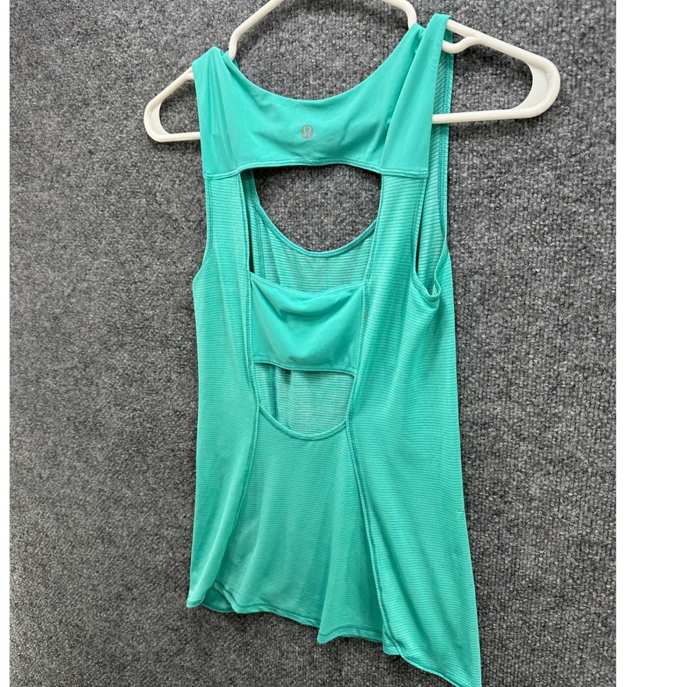 Lululemon Run Righteous Tank Teal Green Cutout Back Activewear Tank Top Women, S - Picture 5 of 9
